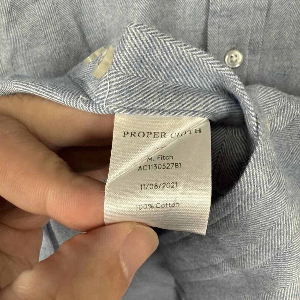 Proper Cloth Dress Shirt Mens 2XL 17.5 x 36 Blue Button Up Soft‎ Touch Cotton